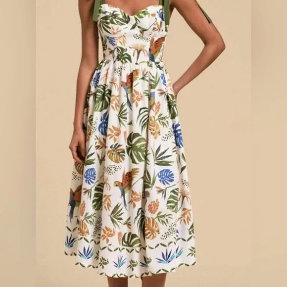 Tropical Print Sleeveless Dress